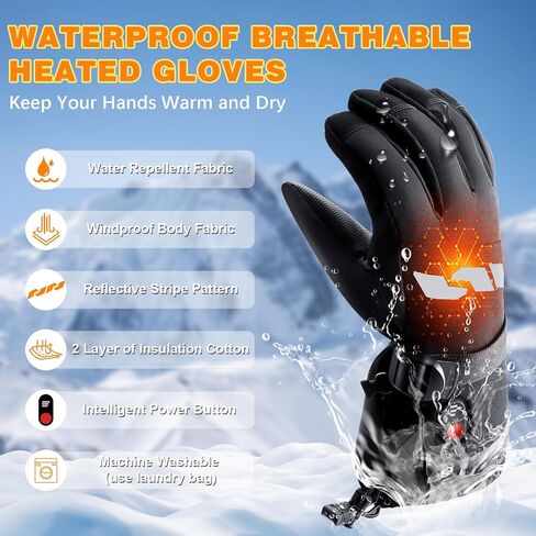 Heated Gloves for Men Women, 5000mAh Rechargeable Battery Heated Motorcycle Gloves, Electric Ski Gloves Waterproof for Winter Outdoor Cycling Hiking Camping in Saudi Arabia