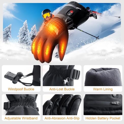 Heated Gloves for Men Women, 5000mAh Rechargeable Battery Heated Motorcycle Gloves, Electric Ski Gloves Waterproof for Winter Outdoor Cycling Hiking Camping in Saudi Arabia