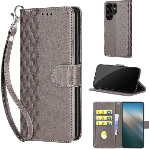 Designed for Samsung Galaxy S25 Ultra Case Wallet,Women Flip Folio Cover with Embossed PU Leather Stand Credit Card Holders Slots Wrist Strap Phone Case for Samsung S25 Ultra (Rose Gold) in Saudi Arabia