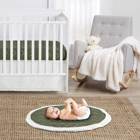 Sweet Jojo Designs Dark Green Boho Boy Girl Gender Neutral Baby Play Mat Tummy Time Activity Infant Playmat Playpen Tent Teepee Floor Sage Modern Bohemian Farmhouse Southwest Shabby Chic Diamond Tuft in Saudi Arabia