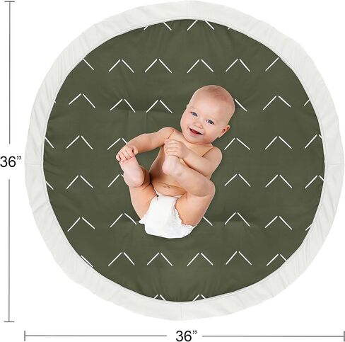 Sweet Jojo Designs Dark Green Boho Boy Girl Gender Neutral Baby Play Mat Tummy Time Activity Infant Playmat Playpen Tent Teepee Floor Sage Modern Bohemian Farmhouse Southwest Shabby Chic Diamond Tuft in Saudi Arabia