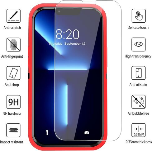 JGS for iPhone 13 Pro Max Case 6.7", Military Grade 3 in 1 Heavy Duty Shockproof/Drop Proof Case with 2 PCS Tempered Glass Screen Protector, includes Holster Clip Kickstand (Black) in Saudi Arabia