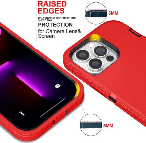 JGS for iPhone 13 Pro Max Case 6.7", Military Grade 3 in 1 Heavy Duty Shockproof/Drop Proof Case with 2 PCS Tempered Glass Screen Protector, includes Holster Clip Kickstand (Black) in Saudi Arabia