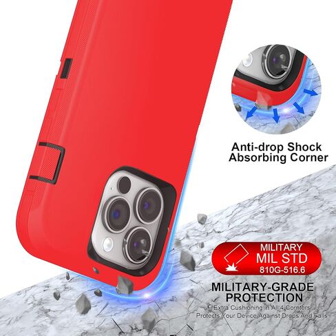 JGS for iPhone 13 Pro Max Case 6.7", Military Grade 3 in 1 Heavy Duty Shockproof/Drop Proof Case with 2 PCS Tempered Glass Screen Protector, includes Holster Clip Kickstand (Black) in Saudi Arabia