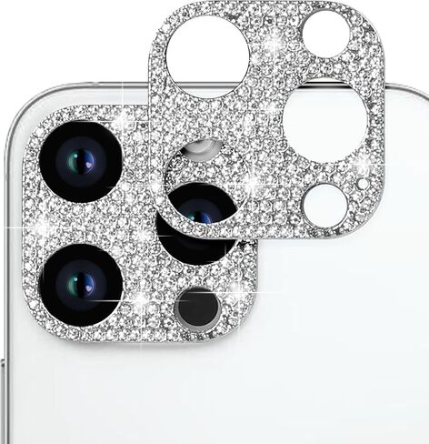 Omorro for iPhone 16 Pro Max Bling Camera Lens Cover Protector, 3D Glitter Crystal Diamond Rhinestone Anti-Scratch Shining Dots Metal Protective Decoration Sticker Protector Film Gold (2 Pack) in Saudi Arabia