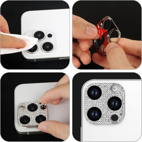 Omorro for iPhone 16 Pro Max Bling Camera Lens Cover Protector, 3D Glitter Crystal Diamond Rhinestone Anti-Scratch Shining Dots Metal Protective Decoration Sticker Protector Film Gold (2 Pack) in Saudi Arabia