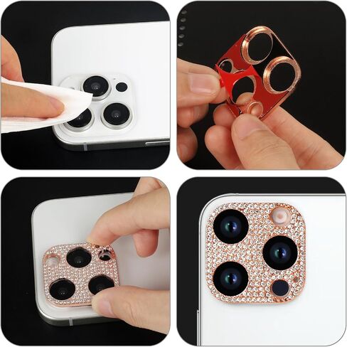 Omorro for iPhone 16 Pro Max Bling Camera Lens Cover Protector, 3D Glitter Crystal Diamond Rhinestone Anti-Scratch Shining Dots Metal Protective Decoration Sticker Protector Film Gold (2 Pack) in Saudi Arabia
