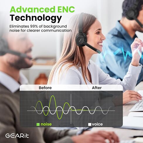 GearIT Wireless Headset with Mic - Stereo 5.4 Bluetooth Headphones with Advanced AI Noise Cancelling Microphone for Work, Home, Computers & Phone Calls - Dual Connect, PC Headset with Mute Button in Saudi Arabia