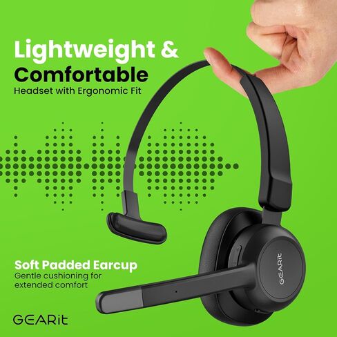 GearIT Wireless Headset with Mic - Stereo 5.4 Bluetooth Headphones with Advanced AI Noise Cancelling Microphone for Work, Home, Computers & Phone Calls - Dual Connect, PC Headset with Mute Button in Saudi Arabia