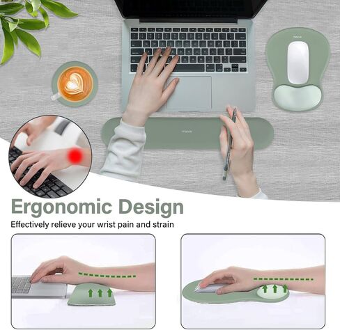 Mossoo Wrist Rest Prest for Mouse Pad & Keyboard Set ، Mousepad & Corced Mousepad & Coaster Base Base Base Base/Office Cushion سهلة مع قطعة قماش ناعمة ورغوة للذاكرة المقعرة والأرجواني والأرجواني in Saudi Arabia
