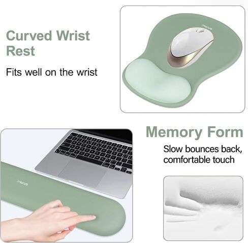 Mossoo Wrist Rest Prest for Mouse Pad & Keyboard Set ، Mousepad & Corced Mousepad & Coaster Base Base Base Base/Office Cushion سهلة مع قطعة قماش ناعمة ورغوة للذاكرة المقعرة والأرجواني والأرجواني in Saudi Arabia