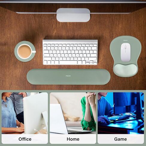 Mossoo Wrist Rest Prest for Mouse Pad & Keyboard Set ، Mousepad & Corced Mousepad & Coaster Base Base Base Base/Office Cushion سهلة مع قطعة قماش ناعمة ورغوة للذاكرة المقعرة والأرجواني والأرجواني in Saudi Arabia