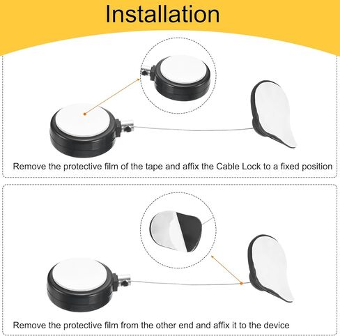 MECCANIXITY 1.8 ft Retractable Cable Lock with Arc Patch Remote Control Security Lock with Adjustable Cord Tether Anti Theft for Laptop, TV, 200g, White, 2 Pack in Saudi Arabia