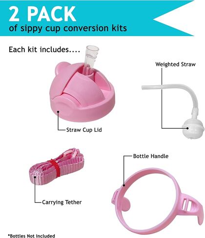 Botabee 3-in-1 Weighted Straw Sippy Cup Conversion Kit for Comotomo Baby Bottles | Compatible with Comotomo 5 Ounce & 8 Ounce Bottles | Versatile Leak-Proof Lid | Easy to Clean - Green (2 Pack) in Saudi Arabia