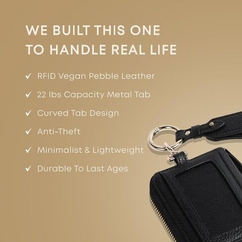 Clip and Go Strap for Phone with Wallet Crossbody, Phone Strap with Zippered Pouch, Vegan Leather Adjustable Phone Lanyard, Phone Wrist Strap RFID Wallet Women (Vegan Leather Brown) in Saudi Arabia