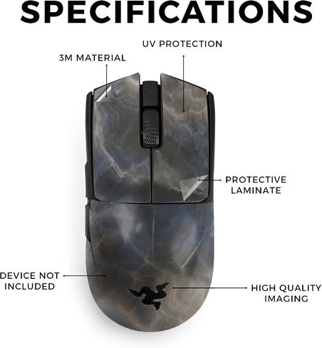 Carbon Fiber Mouse Skin Compatible with Razer Viper V3 Pro - Girly Marble Dazzle - Premium 3M Vinyl Protective Wrap Decal Cover - Easy to Apply | Crafted in The USA by MightySkins in Saudi Arabia
