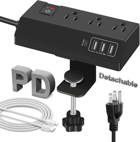 8-Outlet Power Strip Tower | 15 FT Long Extension Cord with Multiple Outlets, 4 USB Ports, Flat Plug | Multi Plug Charging Station | Space-Saving Surge Protector Tower for Desk, Office, Home, Room in Saudi Arabia
