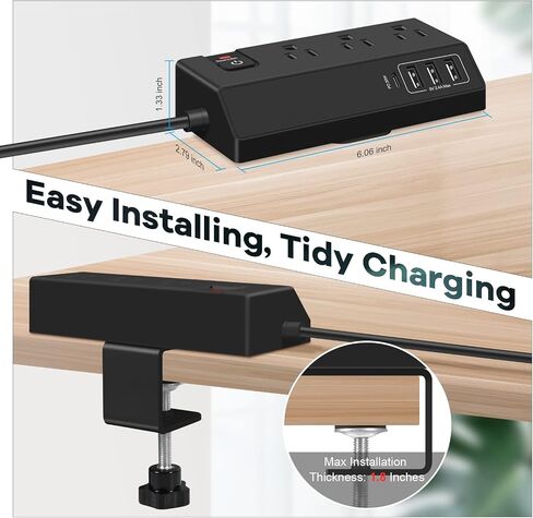 8-Outlet Power Strip Tower | 15 FT Long Extension Cord with Multiple Outlets, 4 USB Ports, Flat Plug | Multi Plug Charging Station | Space-Saving Surge Protector Tower for Desk, Office, Home, Room in Saudi Arabia