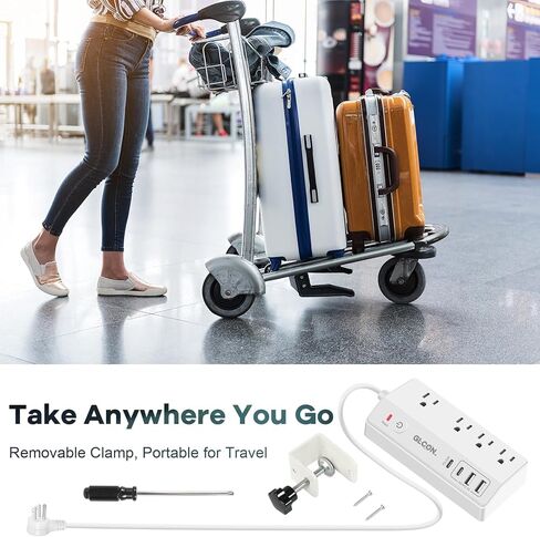 8-OTELT POWER STRIP TOWER | سلك التمديد طوله 15 قدمًا مع منافذ متعددة ، 4 منافذ USB ، قابس مسطح | محطة شحن متعددة المكونات | برج واقي لتوفير الفضاء للمكتب والمكتب والمنزل والغرفة in Kuwait