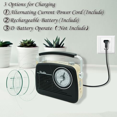 Wenpzeray D-216 AM FM SW Band Radio Portable Retro Transistor Receiver BT Speaker AC Power Battery Operated with Headphone Jack TF Card Jack USB Jack Suitable for Home or Outdoor (Black) in Kuwait
