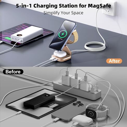 Wireless Charger for Magsafe, AC Island 5-in-1 Evolved Charging Stand, 15W Max Fast Portable Magnetic Station, Foldable for iPhone 16/15/14/13 Series, Apple Watch, AirPods (with 35W Adapter) in Saudi Arabia