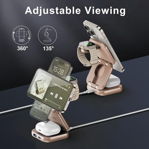 Wireless Charger for Magsafe, AC Island 5-in-1 Evolved Charging Stand, 15W Max Fast Portable Magnetic Station, Foldable for iPhone 16/15/14/13 Series, Apple Watch, AirPods (with 35W Adapter) in Saudi Arabia