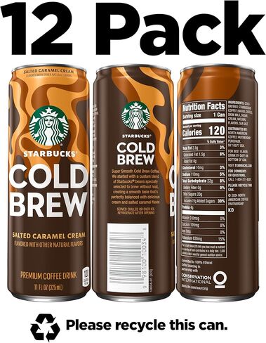 Starbucks Cold Brew Coffee, 3 Flavor Variety Pack, 11 fl oz Cans (12 Pack), Premium Coffee Drink, Iced Coffee in Saudi Arabia