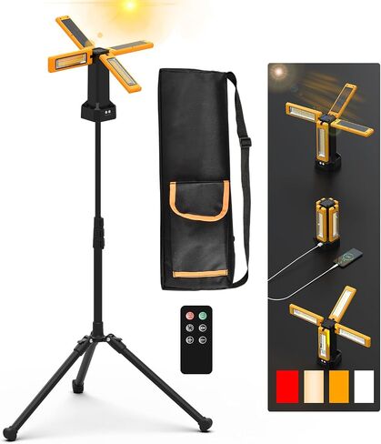 13200mAh مصباح عمل شمسي قابل لإعادة الشحن مع دعم قابلة للطي وحقيبة حمل محمولة ، 8000 Lumen Dimmable ، 4 أوضاع إضاءة ، بيضاء/دافئة/دافئة (بدون ترايبود) in Kuwait