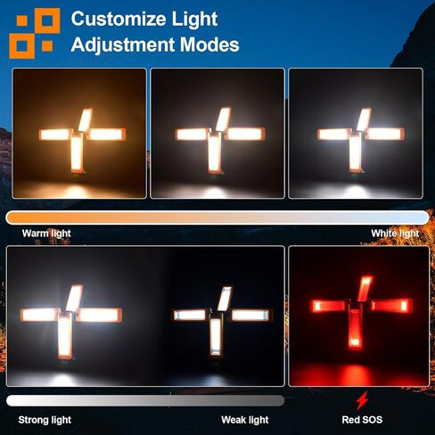 13200mAh مصباح عمل شمسي قابل لإعادة الشحن مع دعم قابلة للطي وحقيبة حمل محمولة ، 8000 Lumen Dimmable ، 4 أوضاع إضاءة ، بيضاء/دافئة/دافئة (بدون ترايبود) in Kuwait