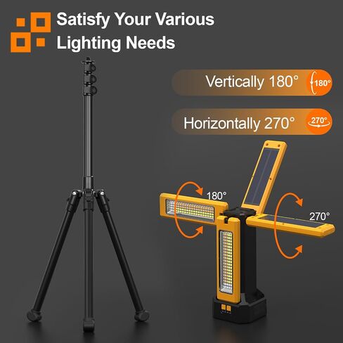 13200mAh مصباح عمل شمسي قابل لإعادة الشحن مع دعم قابلة للطي وحقيبة حمل محمولة ، 8000 Lumen Dimmable ، 4 أوضاع إضاءة ، بيضاء/دافئة/دافئة (بدون ترايبود) in Kuwait