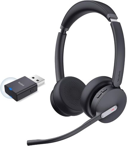 Yealink WH64 Hybrid Mono Wireless Headset with DECT Dongle, 492ft Range,Teams Zoom,Skype, UC Bluetooth Single On Ear Headphones with 3X Noise Cancelling Mic, 26H Talk Time, Office PC, Computer, Phone in Saudi Arabia