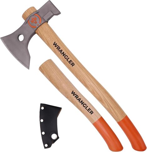 Titanium Camping Axe - 18" Wood Handle - Tomahawk Hammer End - 2-Piece Design - Includes Sheath and 2 Handles in Saudi Arabia