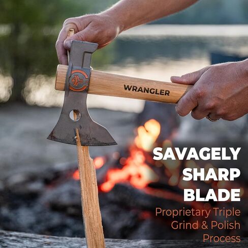 Titanium Camping Axe - 18" Wood Handle - Tomahawk Hammer End - 2-Piece Design - Includes Sheath and 2 Handles in Saudi Arabia