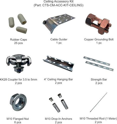 Electriduct 4mm Wire Cable Tray System 20 Feet (Pack of 4 x 5 Feet), 2" Depth 4" Width, with Fittings Ceiling Mounting Installation Kit, Silver (Zinc Plated Steel) in Kuwait