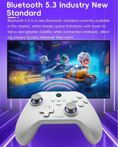 COOBILE Wireless Gaming Controller, Bluetooth Gamepad with Hall Joystick, hall trigger, Macro Back Key, no blind zones, support six-axis somatosensory,for iOS, Android, PC, Switch, Steam (Black) in Kuwait