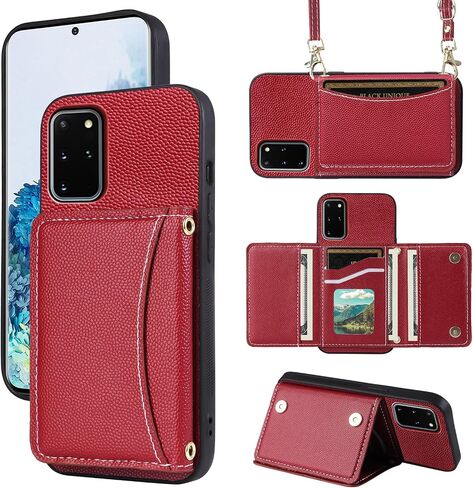 Phone Case for Samsung Galaxy S20 Plus S20+ 5G Wallet Cover with Crossbody Shoulder Strap and Leather Credit Card Holder Pocket Slim Stand S20+5G S20plus 20S + S2O S 20 20+ G5 Girls Blue in Saudi Arabia