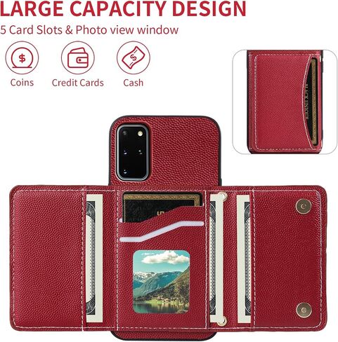 Phone Case for Samsung Galaxy S20 Plus S20+ 5G Wallet Cover with Crossbody Shoulder Strap and Leather Credit Card Holder Pocket Slim Stand S20+5G S20plus 20S + S2O S 20 20+ G5 Girls Blue in Saudi Arabia