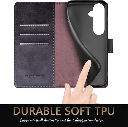 SUANPOT متوافق مع Samsung Galaxy S25 Wallet Case مع RFID حظر حامل بطاقة الائتمان ، Flip Book Pu Leather Protective Women Men for Samsung S25 Case Brown in Kuwait