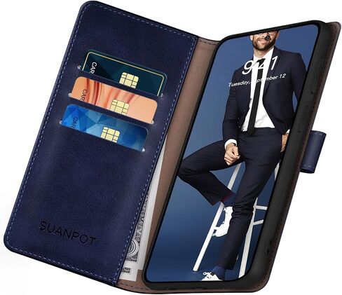 SUANPOT متوافق مع Samsung Galaxy S25 Wallet Case مع RFID حظر حامل بطاقة الائتمان ، Flip Book Pu Leather Protective Women Men for Samsung S25 Case Brown in Kuwait