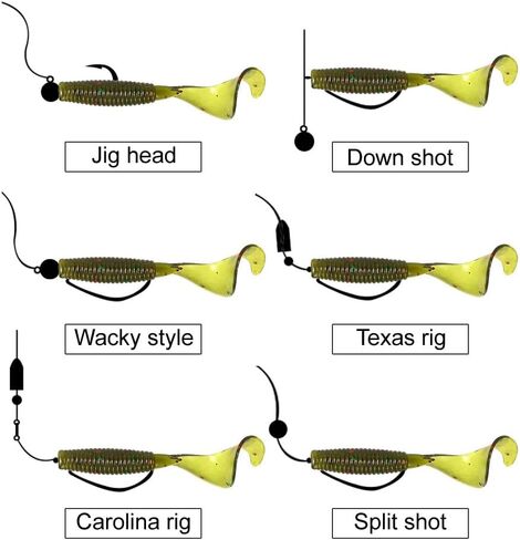 Curly-Tail SwimBait Fishing Lures, 4cm Paddle Tail Swimbaits Fishing Soft Bait Fishing Worms Lures for Saltwater/Freshwater, 30Pcs in Saudi Arabia