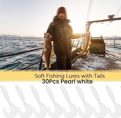 Curly-Tail SwimBait Fishing Lures, 4cm Paddle Tail Swimbaits Fishing Soft Bait Fishing Worms Lures for Saltwater/Freshwater, 30Pcs in Saudi Arabia