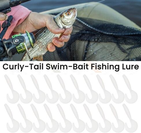 Curly-Tail SwimBait Fishing Lures, 4cm Paddle Tail Swimbaits Fishing Soft Bait Fishing Worms Lures for Saltwater/Freshwater, 30Pcs in Saudi Arabia