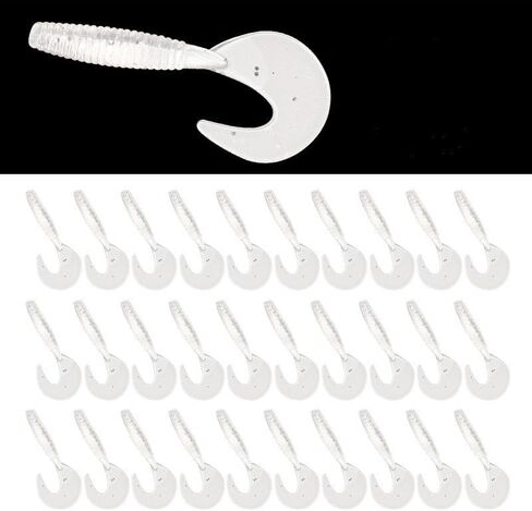 Curly-Tail SwimBait Fishing Lures, 4cm Paddle Tail Swimbaits Fishing Soft Bait Fishing Worms Lures for Saltwater/Freshwater, 30Pcs in Saudi Arabia