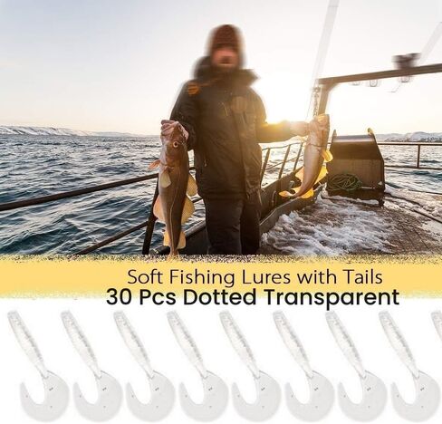 Curly-Tail SwimBait Fishing Lures, 4cm Paddle Tail Swimbaits Fishing Soft Bait Fishing Worms Lures for Saltwater/Freshwater, 30Pcs in Saudi Arabia