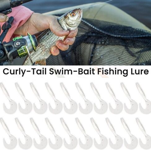 Curly-Tail SwimBait Fishing Lures, 4cm Paddle Tail Swimbaits Fishing Soft Bait Fishing Worms Lures for Saltwater/Freshwater, 30Pcs in Saudi Arabia