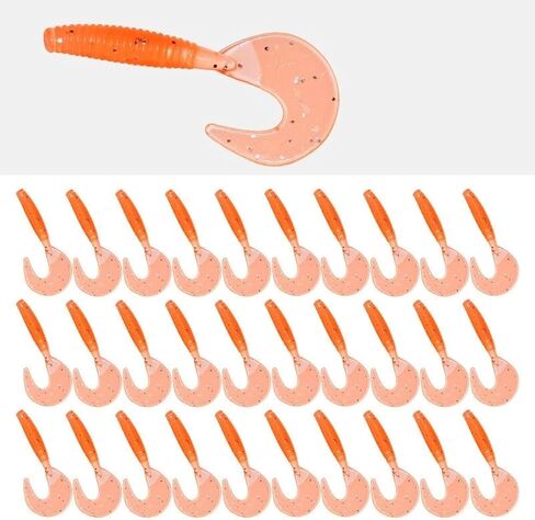 Curly-Tail SwimBait Fishing Lures, 4cm Paddle Tail Swimbaits Fishing Soft Bait Fishing Worms Lures for Saltwater/Freshwater, 30Pcs in Saudi Arabia