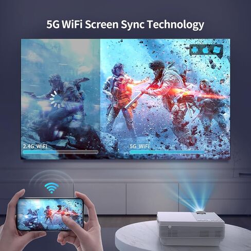Mini Projector ,5G Wifi Bluetooth Projector,Staratlas 12000L Native 1920*1080 P Video Projector, Outdoor Projector , Home Theater Compatible with HDMI/USB 1080P , for Home Theater (Bundle White-Blue) in Saudi Arabia
