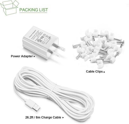 OLAIKE Indoor/Outdoor Power Adapter for Ring Stick Up Cam Battery/Plug-in, Weatherproof Cable(5m/16ft) to Continuously Charge Camera, No Need to Change Batteries, Black in Saudi Arabia