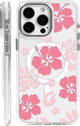 DAIZAG Magnetic Designed for iPhone 16 Pro Max Clear Case [Compatible with MagSafe],Rose Flowers Cases Magnetic Shockproof Protective Cell Phone Cover for iPhone 16 Pro Max(White) in Saudi Arabia