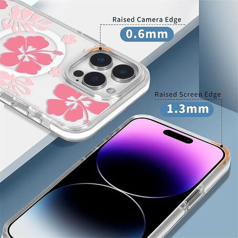 DAIZAG Magnetic Designed for iPhone 16 Pro Max Clear Case [Compatible with MagSafe],Rose Flowers Cases Magnetic Shockproof Protective Cell Phone Cover for iPhone 16 Pro Max(White) in Saudi Arabia